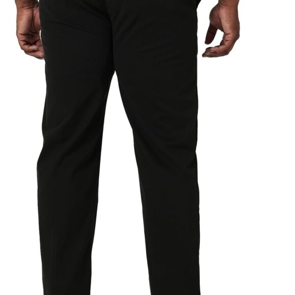 Stylish Big & Tall 44W x 34L Men's Flat Front Pants with Flex Waistband, Black - Picture 3 of 4